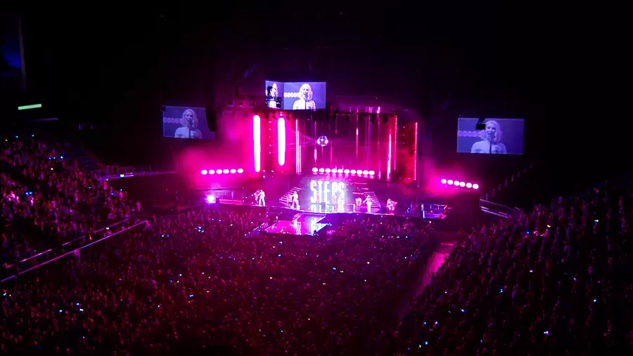 Superwide, shot from the back of a packed O2 arena London performance from Steps